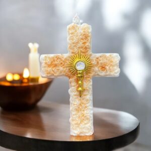 vela cruz de flores